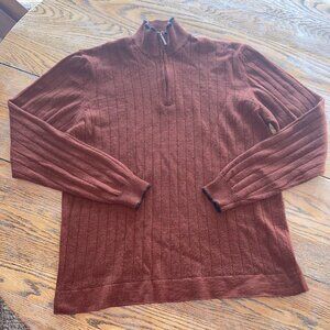 TUSCANO cinnamon zip neck sweater/100% merino wool/Made in ITALY/M